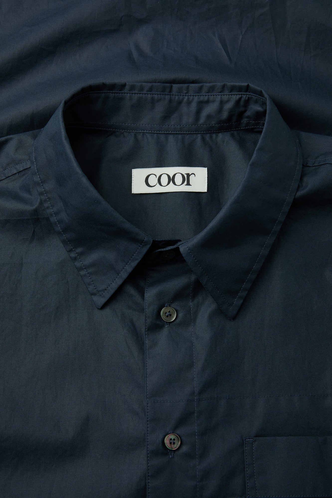 Coor - One Pocket Papery Cotton Half Shirt (Navy) product image 5 | TRAB K-Fashion Australia