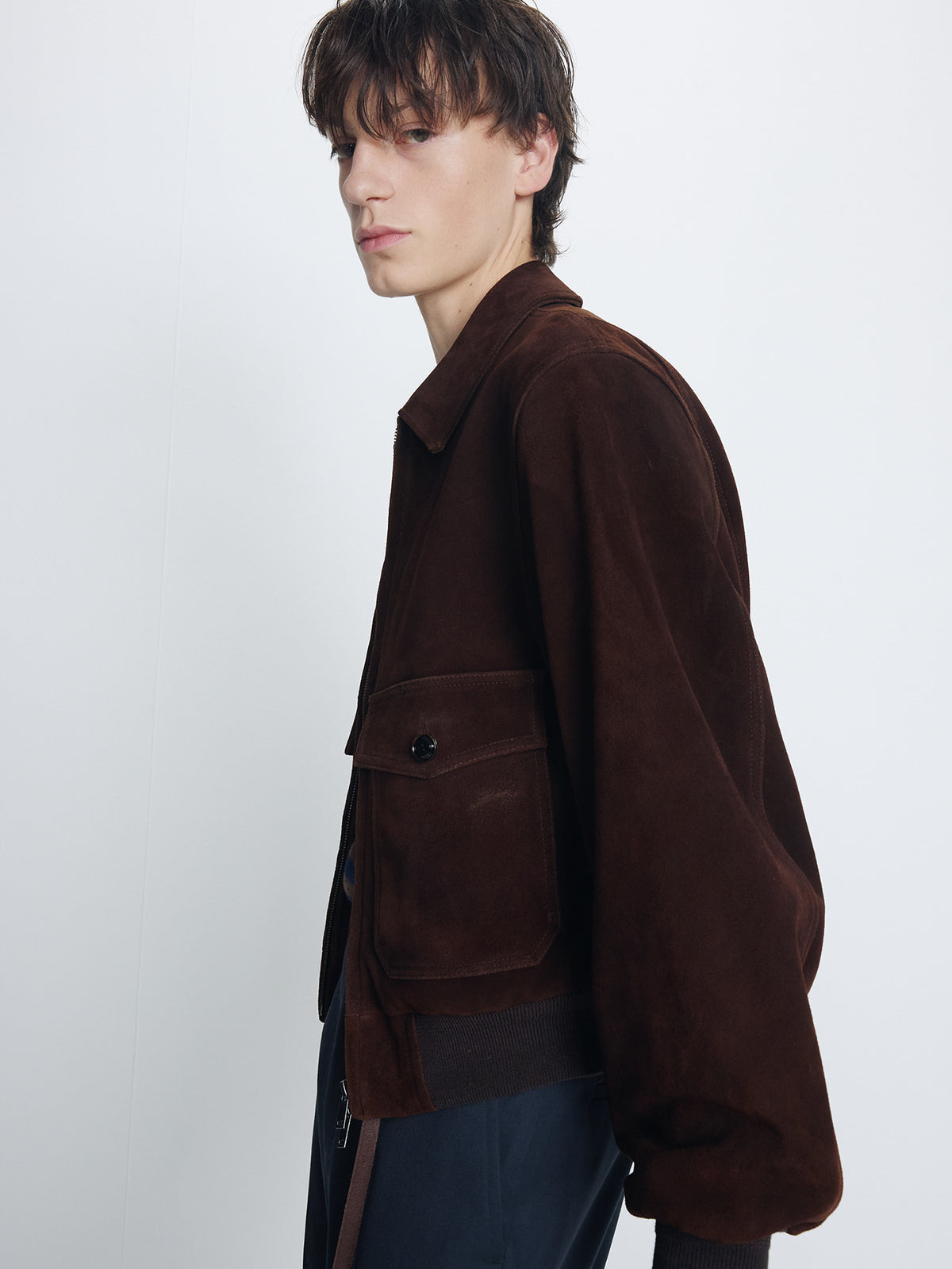 Tonywack - Split Suede Patch Pocket Blouson (Deep Brown) product image 5 | TRAB K-Fashion Australia