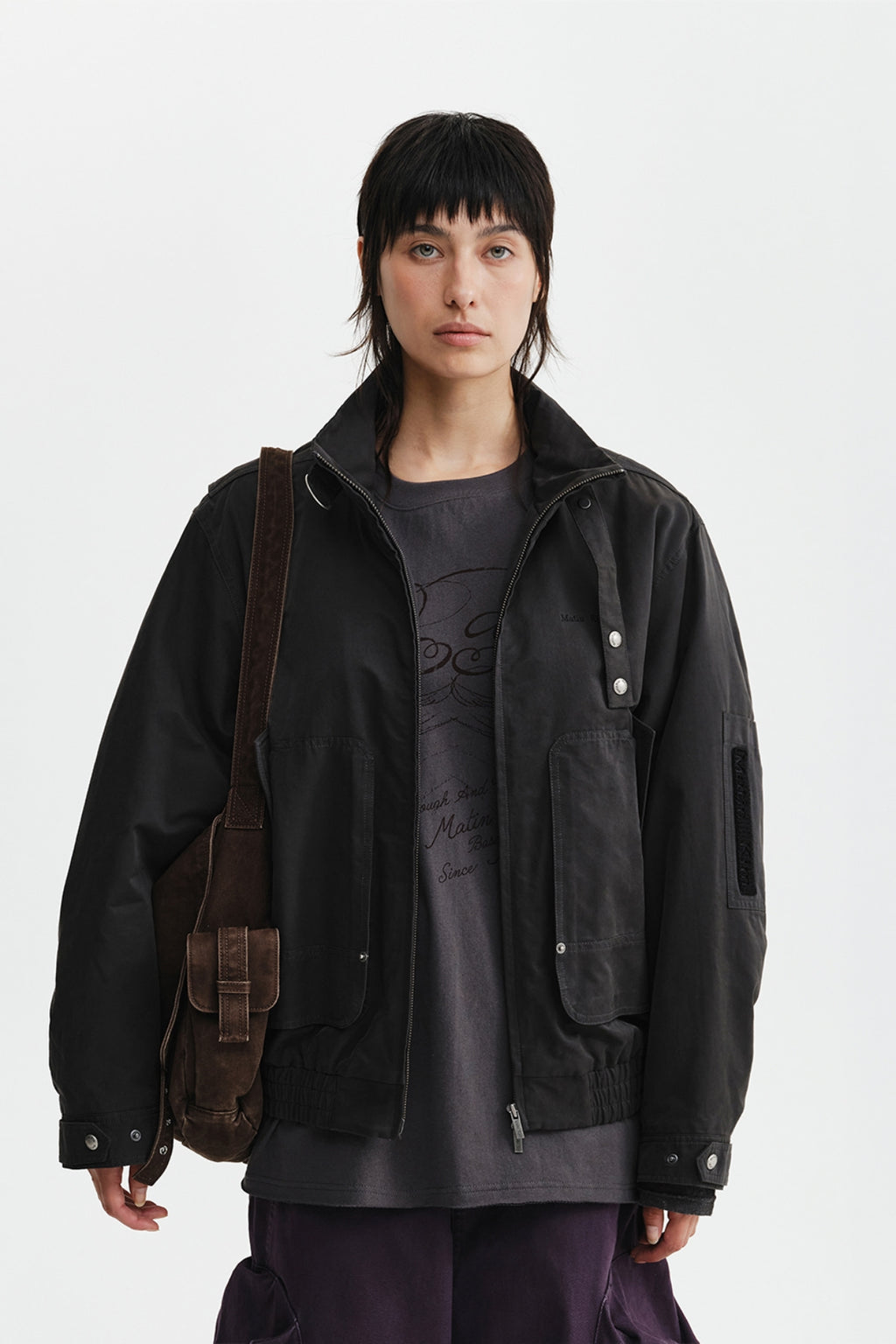 Matin Kim - Buckle High Neck Utility Jumper (Charcoal) product image 12 | TRAB K-Fashion Australia