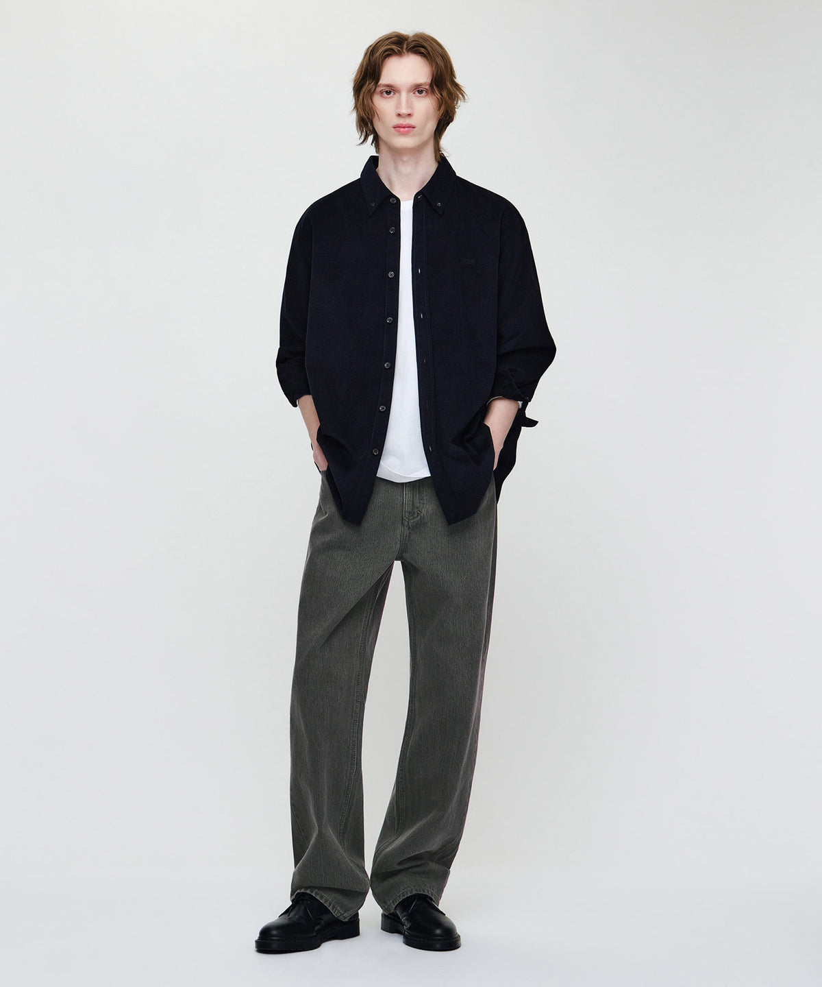 Marithe & Francois Girbaud - Micro Classic Logo Corduroy Shirt (Navy) product image 4 | TRAB K-Fashion Australia