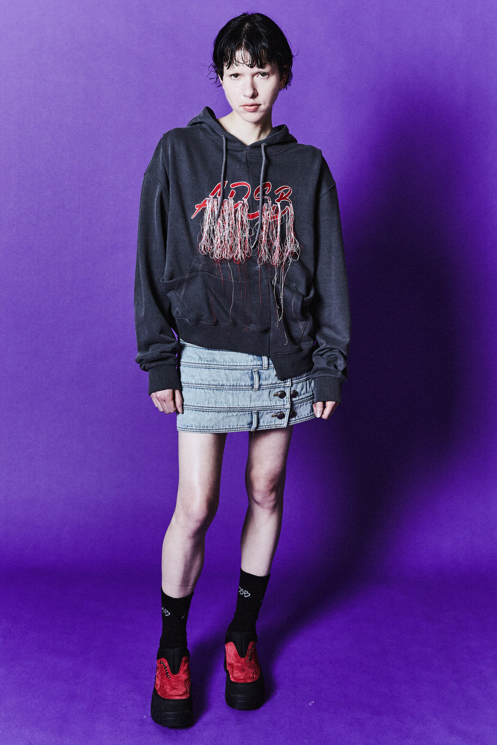 Andersson Bell - (essential) Unisex Rework Adsb Cheerleader Hoodie (Charcoal) product image 3 | TRAB K-Fashion Australia