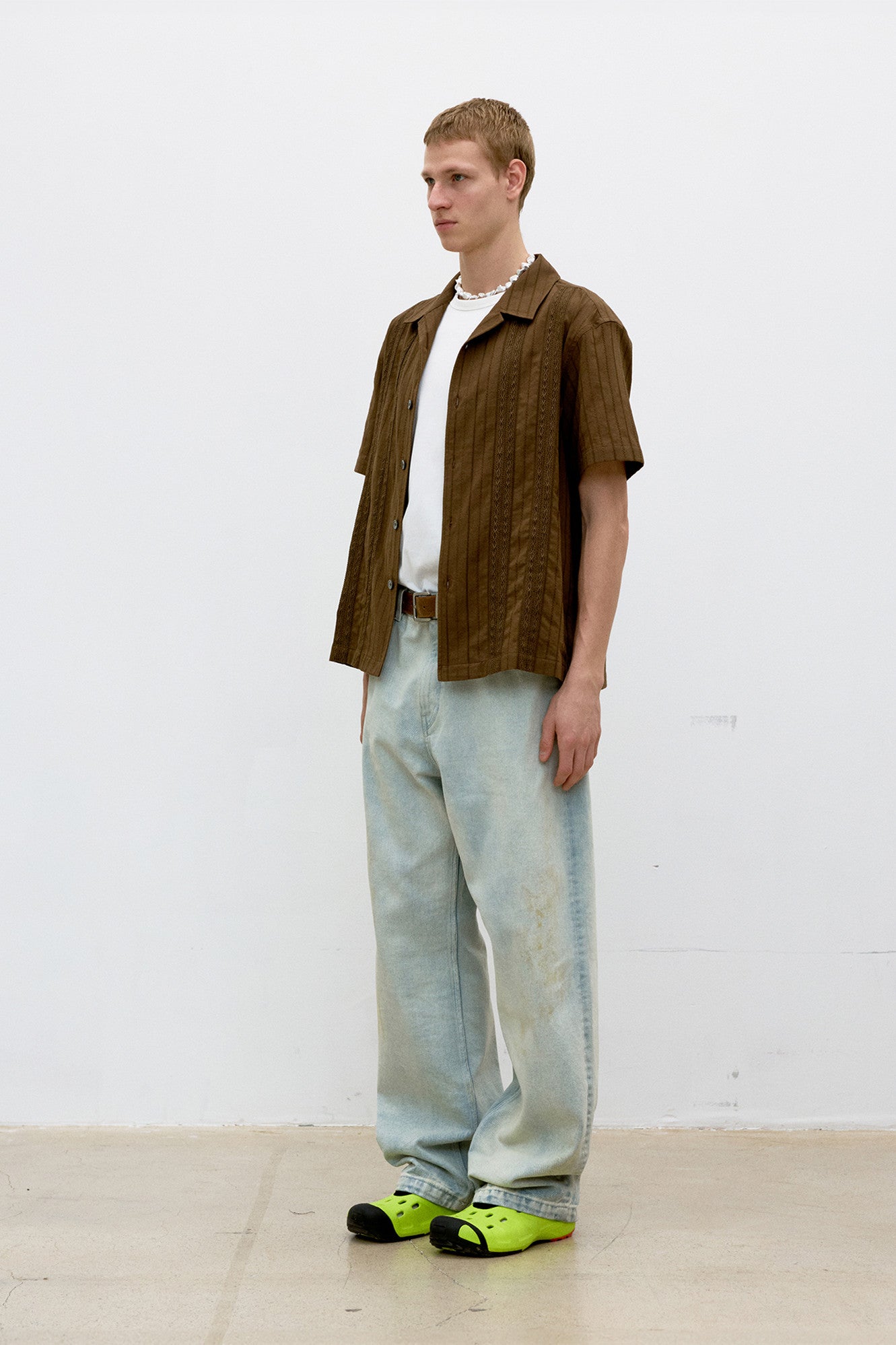 Coor - Guayabera Tape Half Shirt (Brown) product image 3 | TRAB K-Fashion Australia