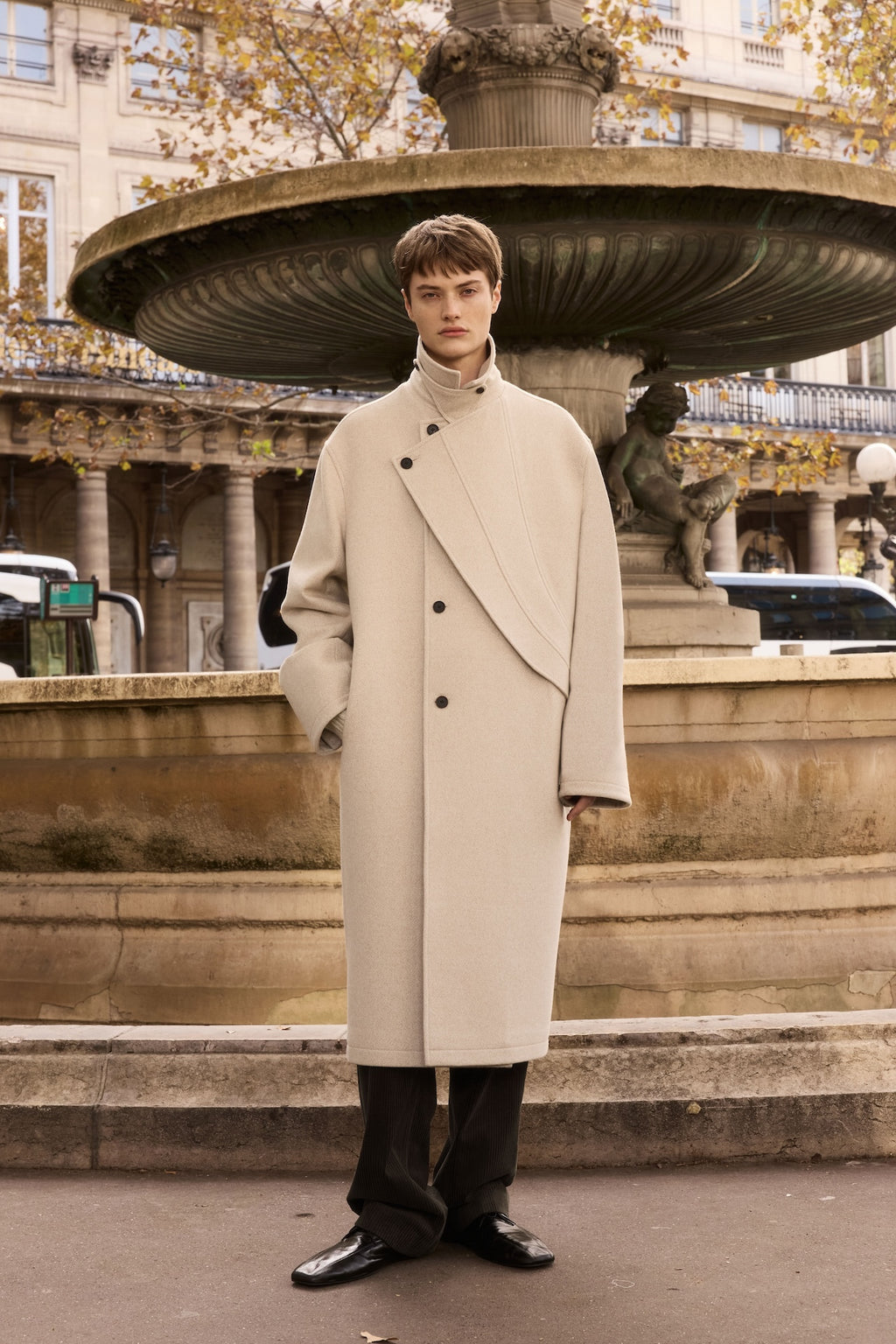 STU - Layered Lapel Coat In (Ivory) product image 5 | TRAB K-Fashion Australia