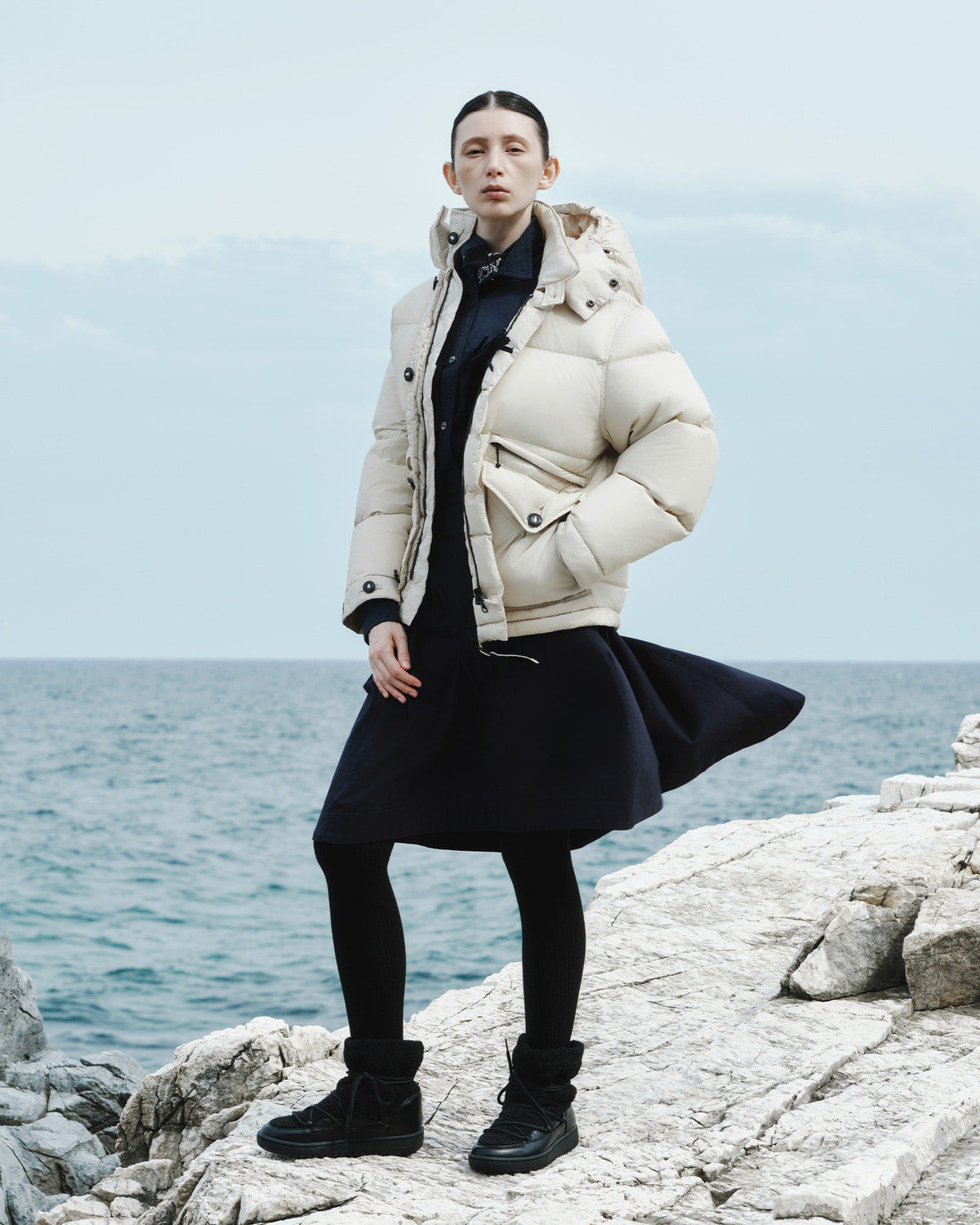 Eastlogue - Cascade Belted Skirt (Navy) product image 1 | TRAB K-Fashion Australia