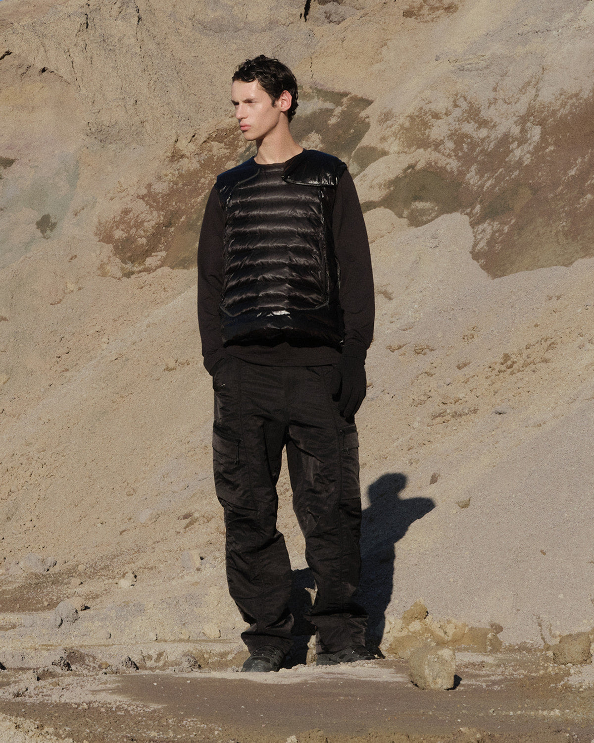 Eastlogue - Asymmetric Bullet Proof Down Vest (Black) product image 3 | TRAB K-Fashion Australia