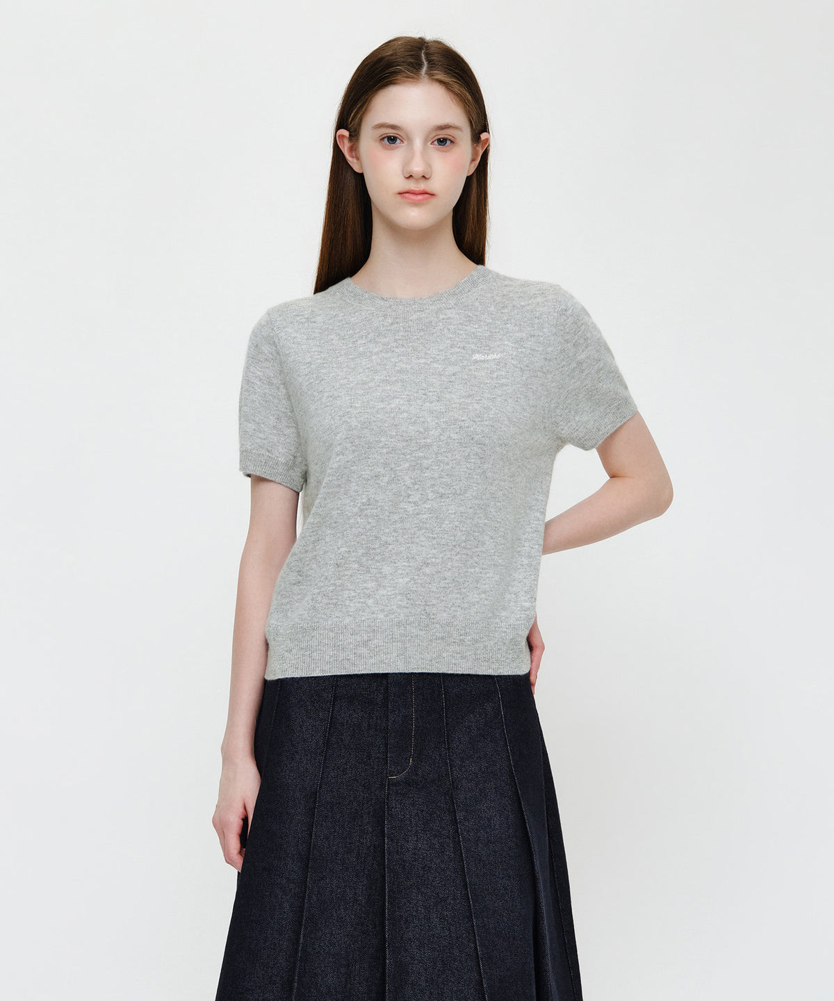 Marithe & Francois Girbaud - Small Classic Logo Round Neck Cardigan Set Up (Melange Gray) product image 5 | TRAB K-Fashion Australia
