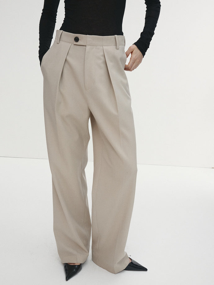 Tonywack - Wool Twill Pleated Tailored Trousers (Ivory) product image 4 | TRAB K-Fashion Australia