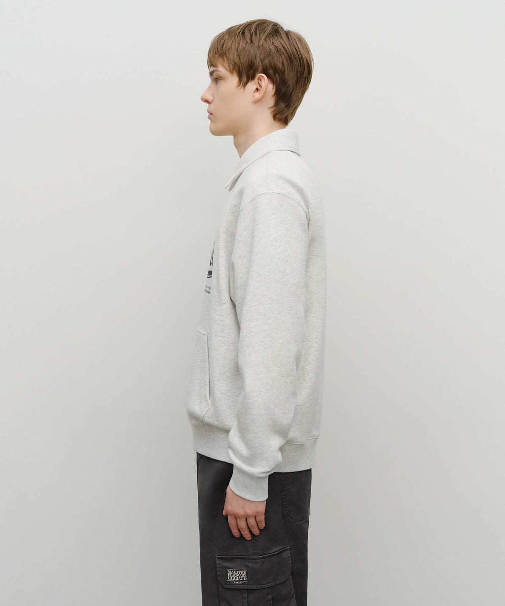 Marithe & Francois Girbaud - Baseball Logo Collar Half Zipup Sweatshirt (Light Heather Gray) product image 2 | TRAB K-Fashion Australia
