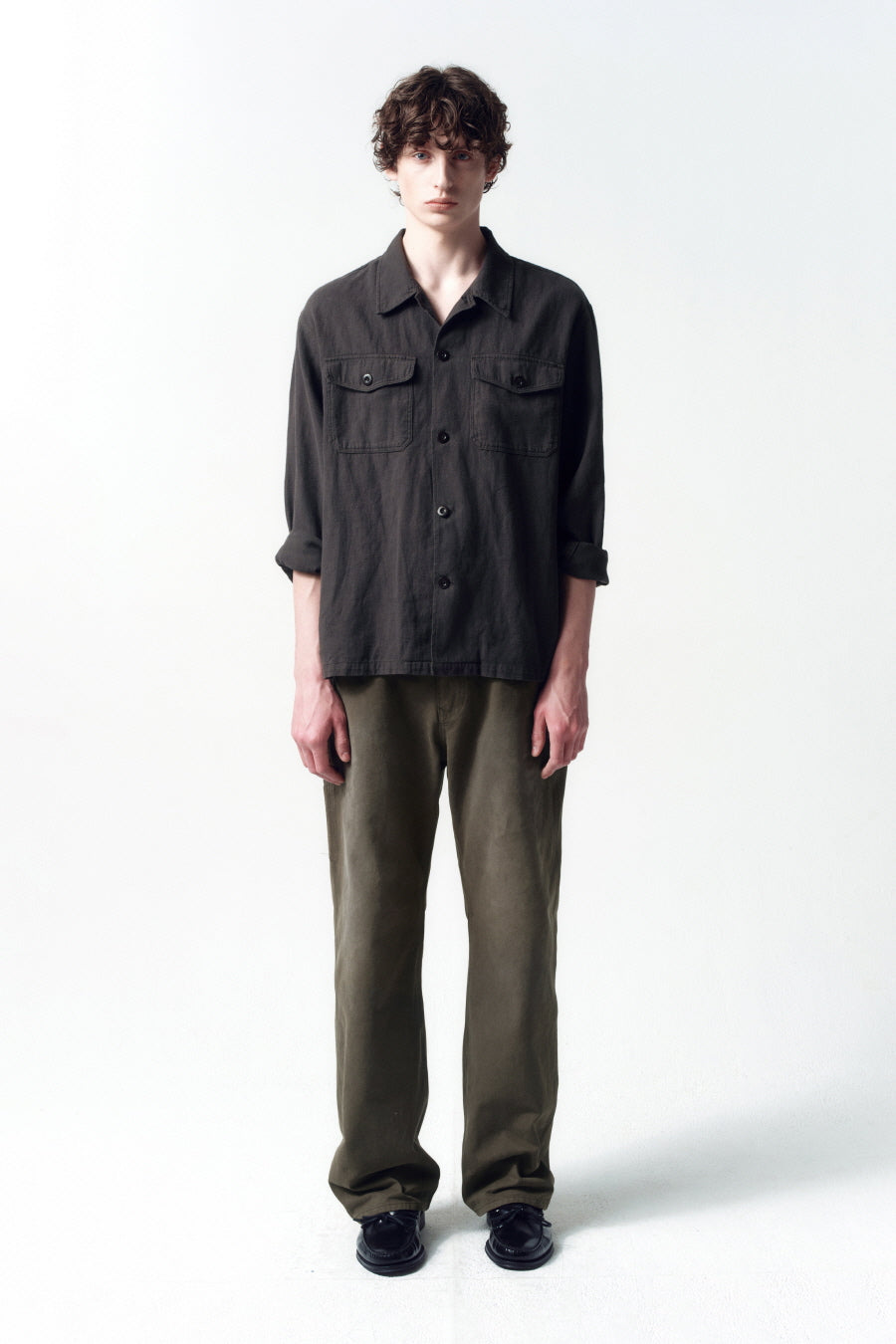 Insilence - Garment-dyed Fatigue Shirt (Grey Brown) product image 1 | TRAB K-Fashion Australia