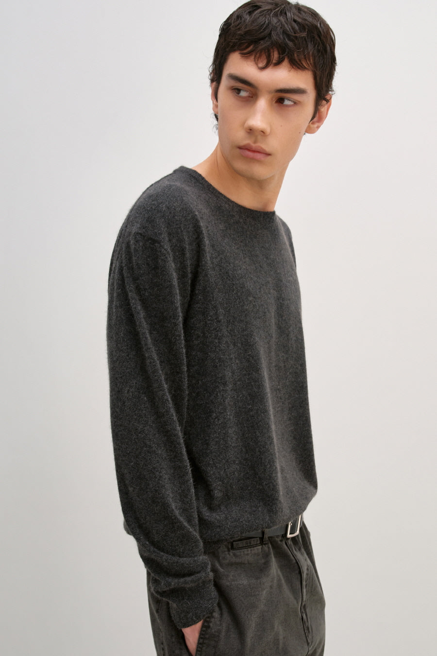 Insilence - Raccoon Crew Neck Knit (Charcoal) product image 1 | TRAB K-Fashion Australia