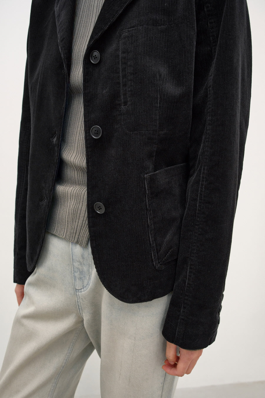 Insilence - Corduroy Single Fitted Jacket (Black) product image 2 | TRAB K-Fashion Australia