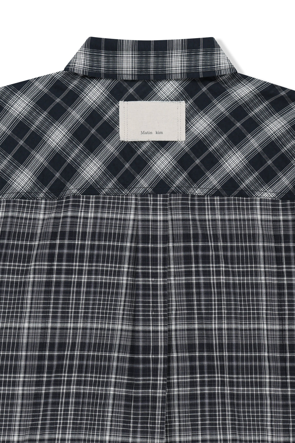 Matin Kim - Mixed Check Over Fit Shirt (Navy) product image 5 | TRAB K-Fashion Australia