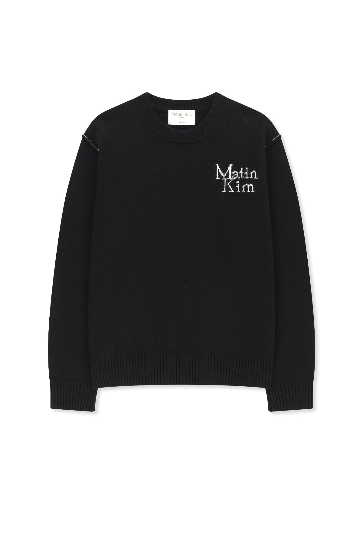 Matin Kim - Grid Logo Cashmere Blended Knit Pullover (Black) product image 2 | TRAB K-Fashion Australia