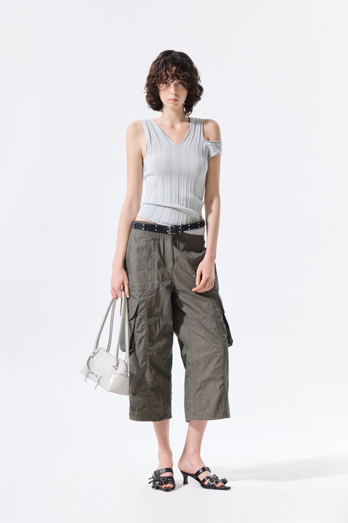 Matin Kim - Cut Out Sleeveless Knit Top (Light Grey) product image 9 | TRAB K-Fashion Australia