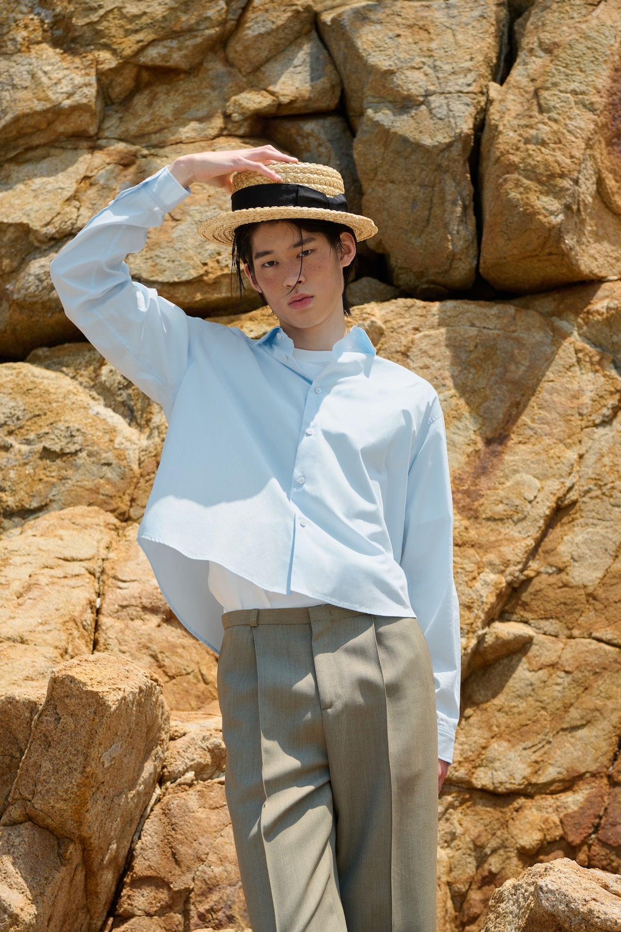 STU - Stripe Crop Shirt (Sky Blue) product image 6 | TRAB K-Fashion Australia