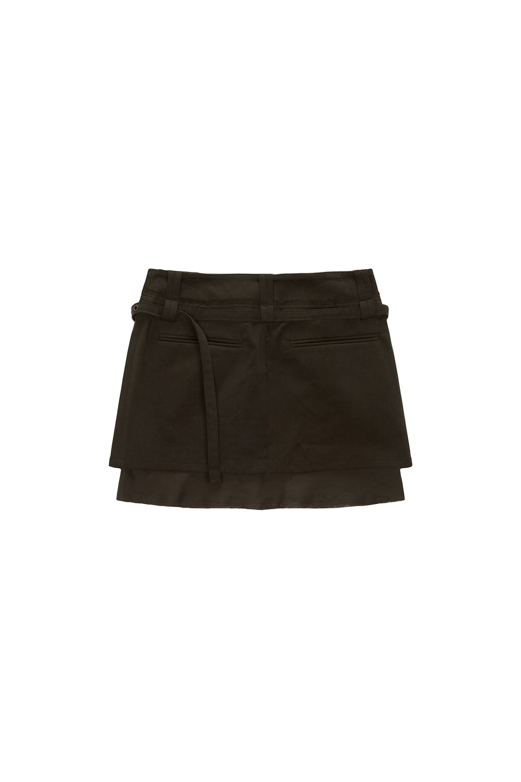 Matin Kim - Layered Belted Mini Skirt (Khaki Brown) product image 2 | TRAB K-Fashion Australia