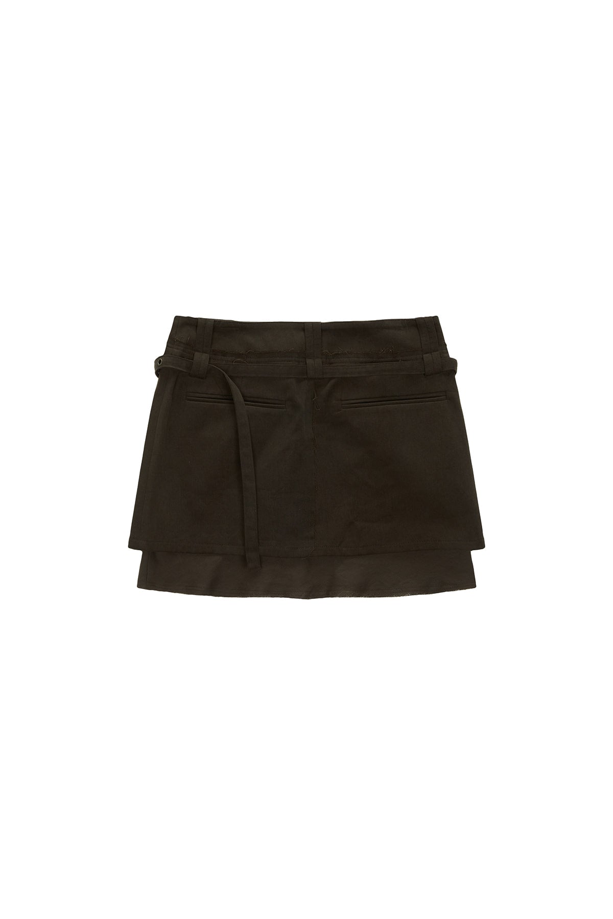 Matin Kim - Layered Belted Mini Skirt (Khaki Brown) product image 2 | TRAB K-Fashion Australia