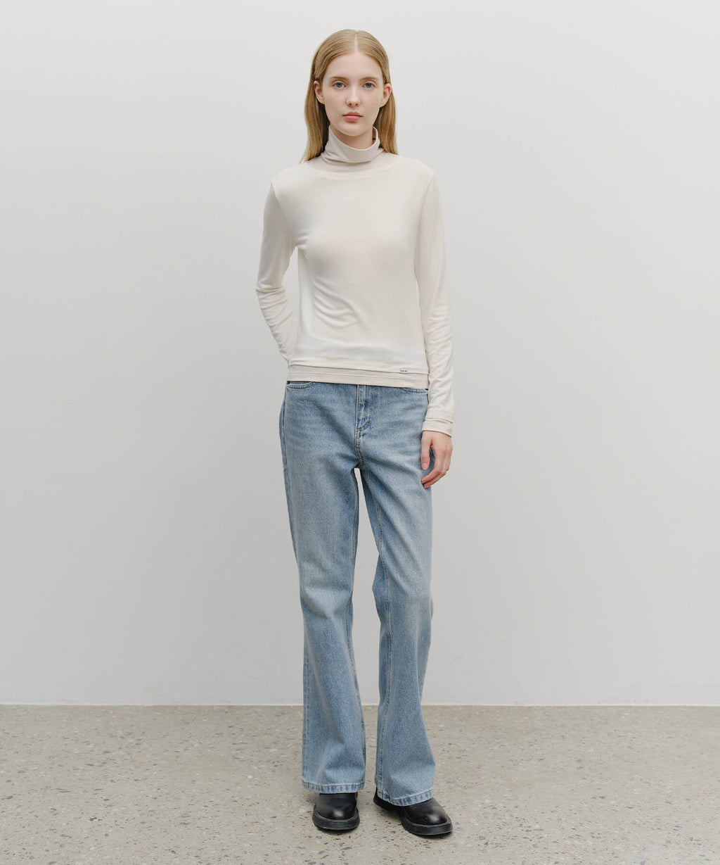 Marithe & Francois Girbaud - Layered Turtle Neck Long Sleeve (Ivory) product image 5 | TRAB K-Fashion Australia