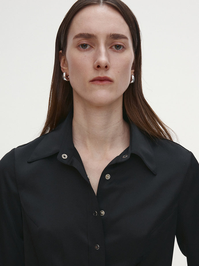 Tonywack - Satin Regular-Fit Shirt (Black) product image 1 | TRAB K-Fashion Australia