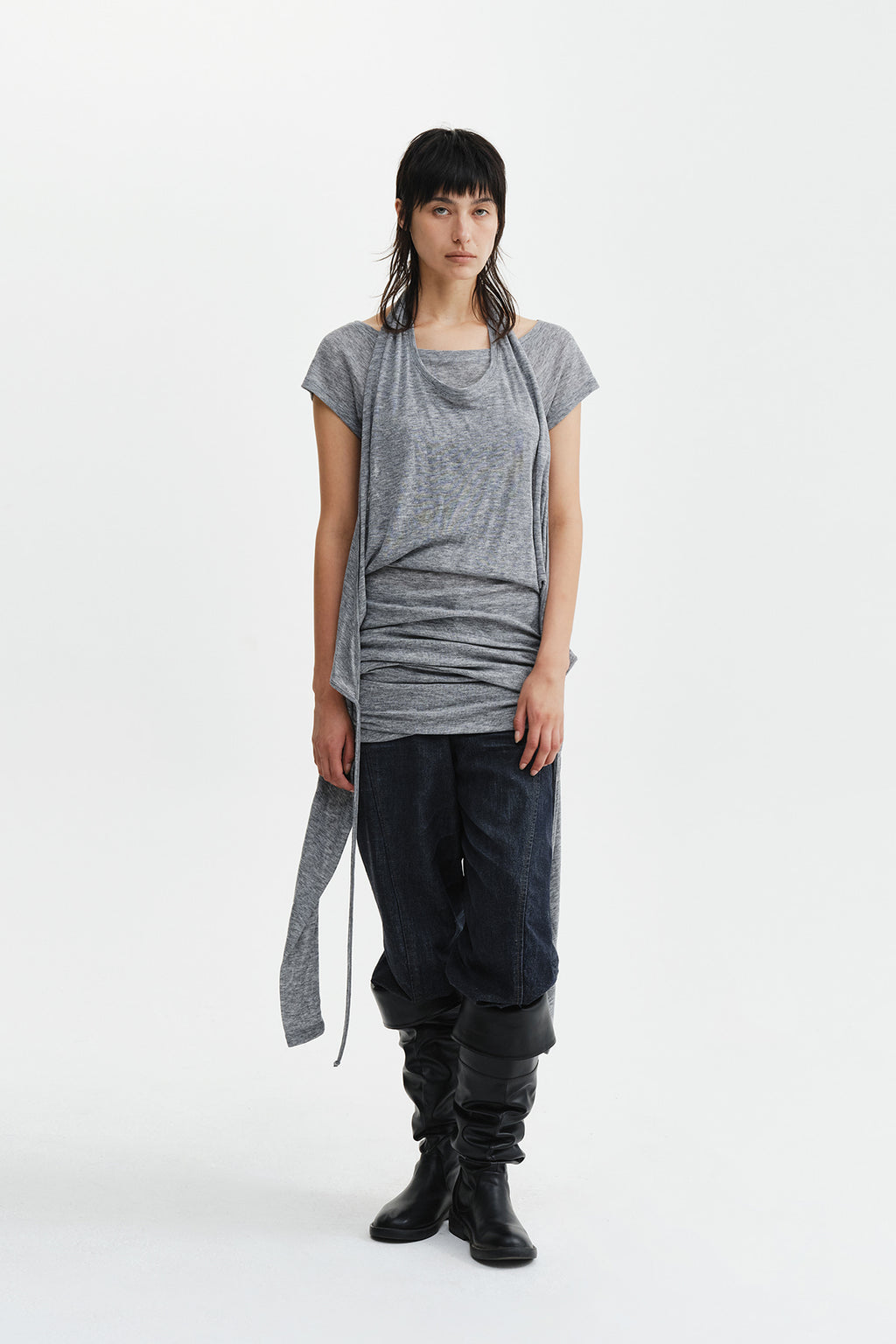 Matin Kim - Two Way Layered Jersey Dress (Grey) product image 10 | TRAB K-Fashion Australia