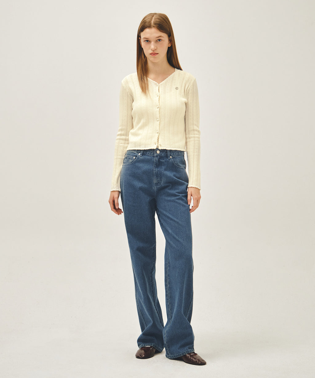 Marithe & Francois Girbaud - V-neck Crochet Knit Cardigan (Ivory) product image 4 | TRAB K-Fashion Australia