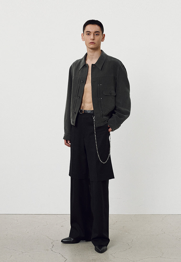 Tonywack - Wool Twill Layered Trousers (Black) product image 5 | TRAB K-Fashion Australia