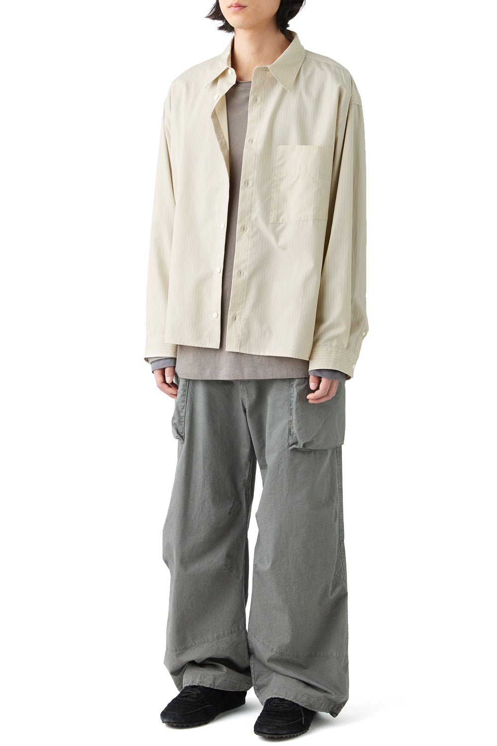 Hatchingroom - Crop Shirt Giza x Supima Pin Stripe (Yellow/Blue) product image 7 | TRAB K-Fashion Australia