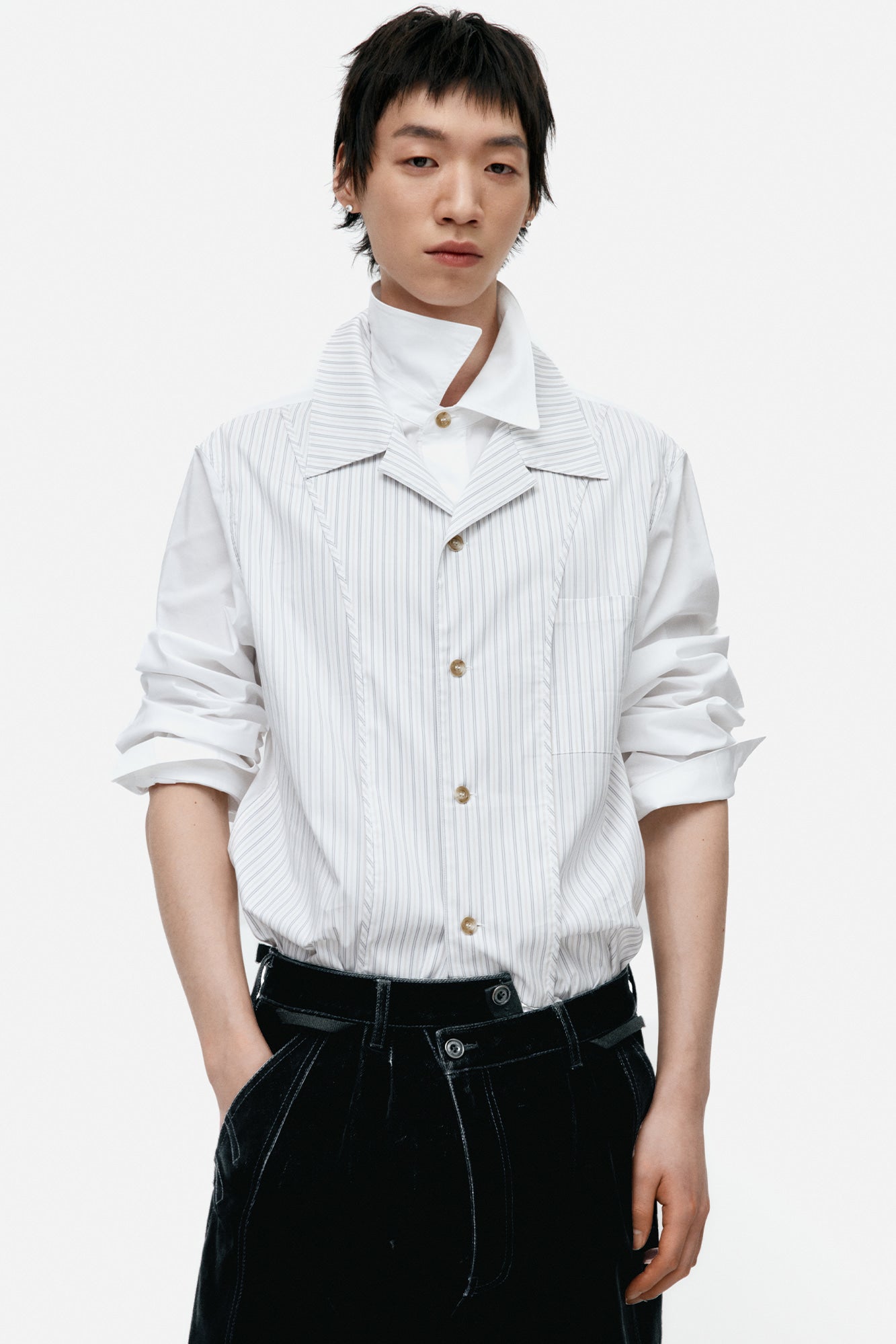 Andersson Bell - Open Collar Layered Shirts (White) product image 9 | TRAB K-Fashion Australia
