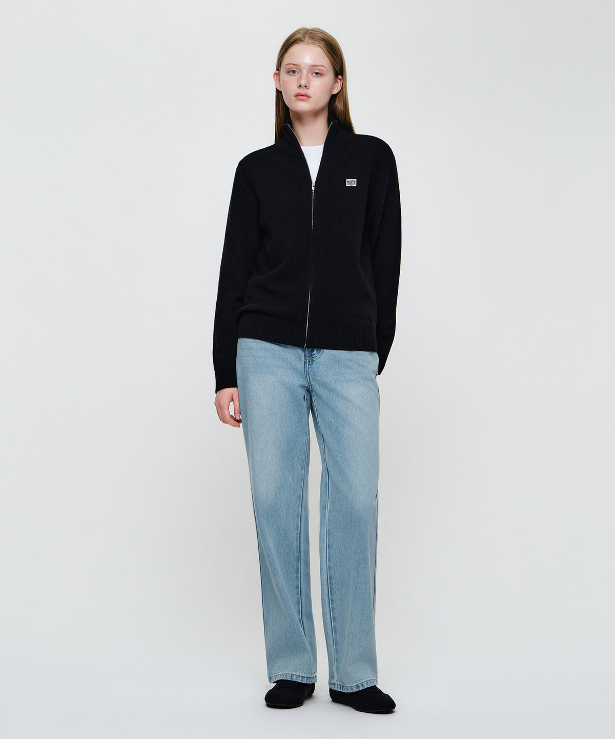 Marithe & Francois Girbaud - Premium Small Classic Logo Merino Wool High Neck Cardigan (Black) product image 5 | TRAB K-Fashion Australia