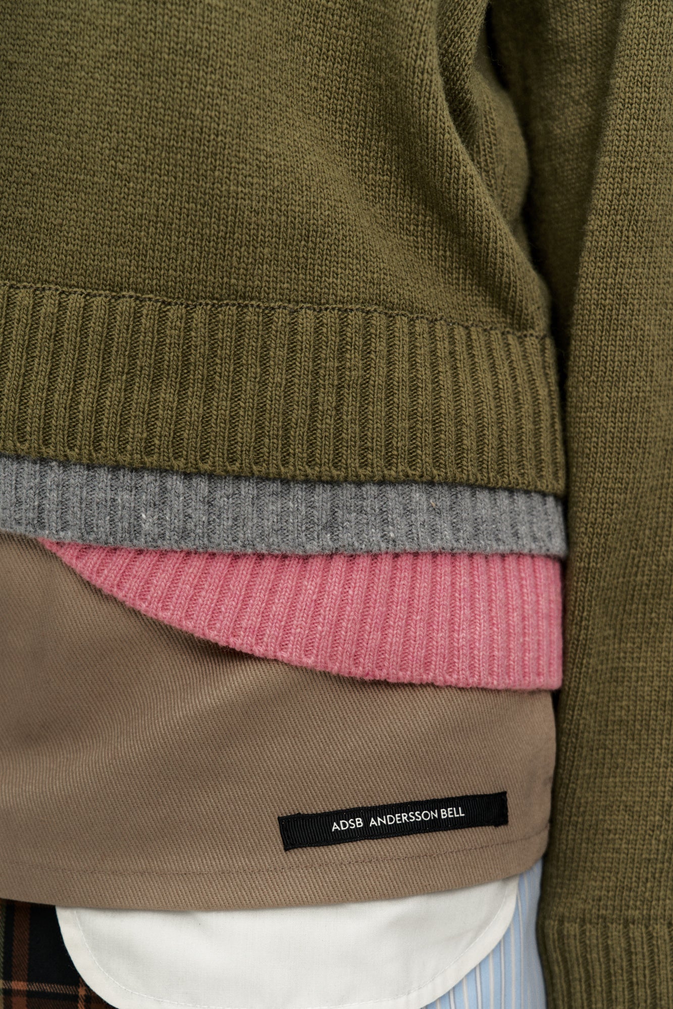 Andersson Bell - Double Collar Argyle Logo Sweater (Khaki/Pink) product image 8 | TRAB K-Fashion Australia