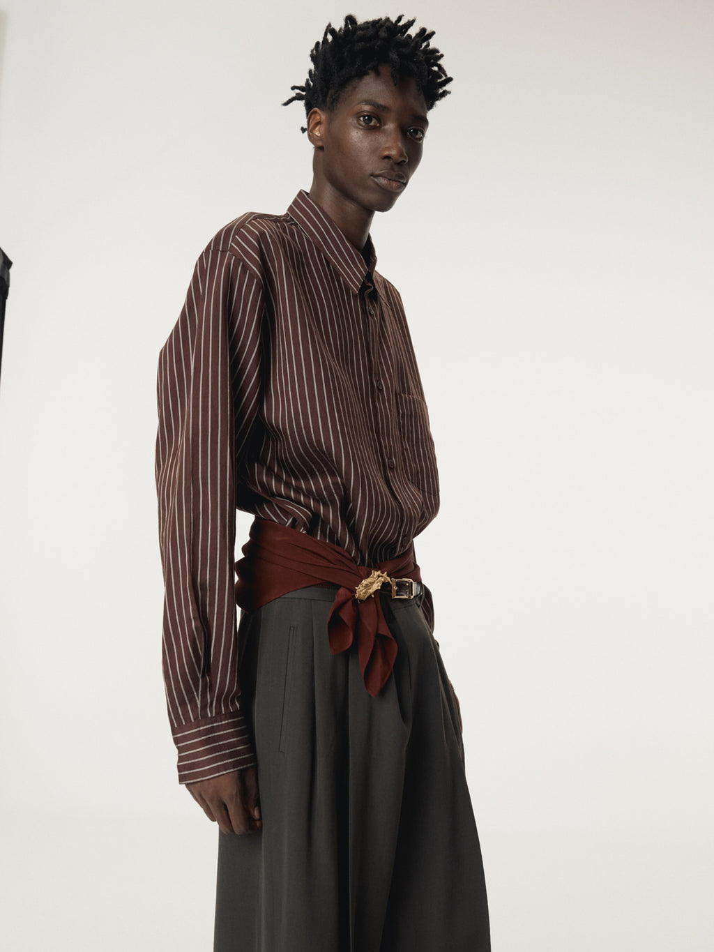 Recto - Lea Stripe Shirt (Red Brown) product image 6 | TRAB K-Fashion Australia