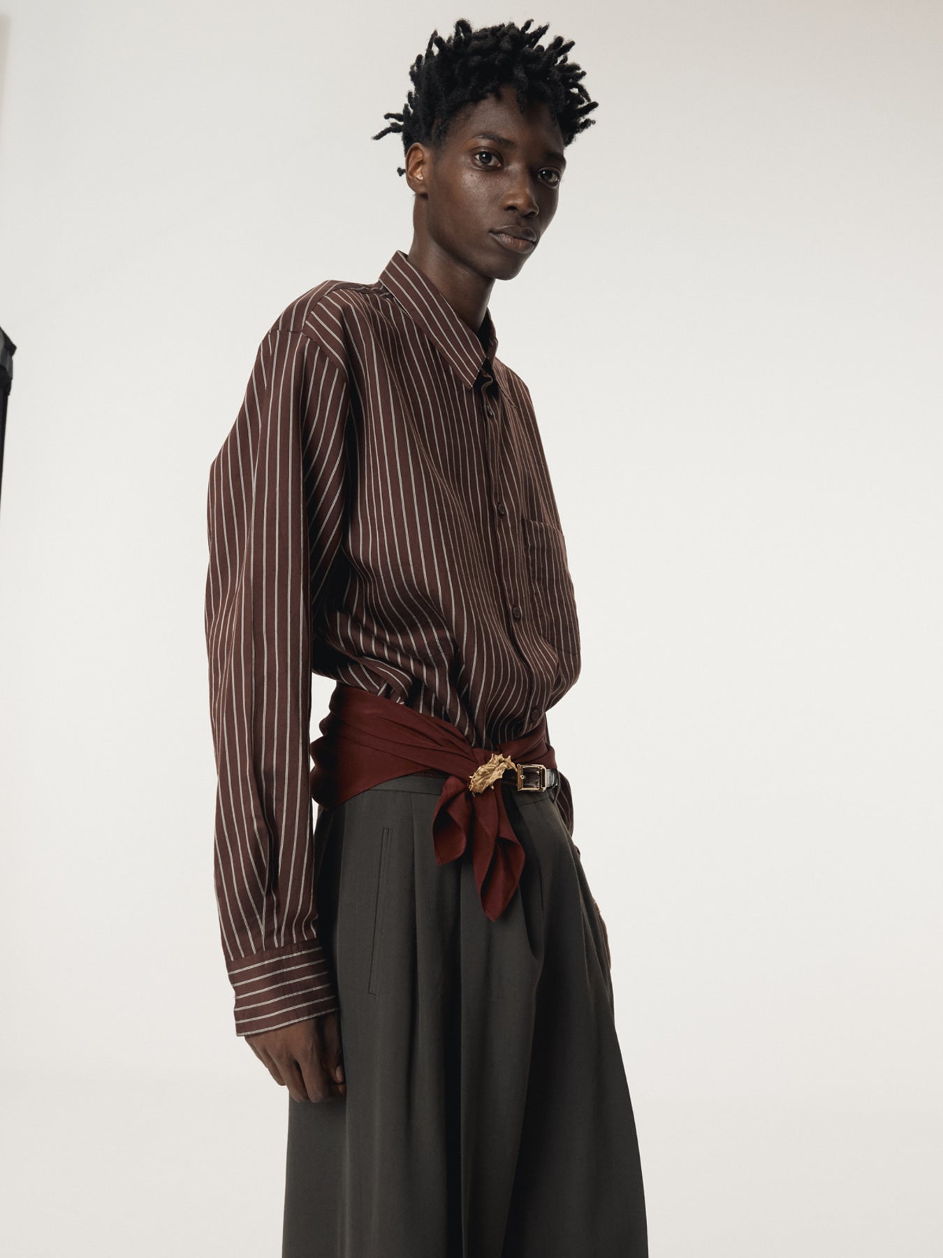 Recto - Lea Stripe Shirt (Red Brown) product image 6 | TRAB K-Fashion Australia