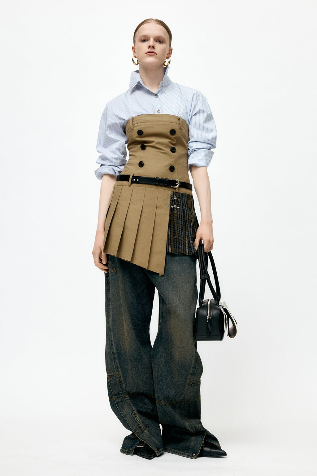 Andersson Bell - Double Pleats Trench Dress (Khaki) product image 1 | TRAB K-Fashion Australia