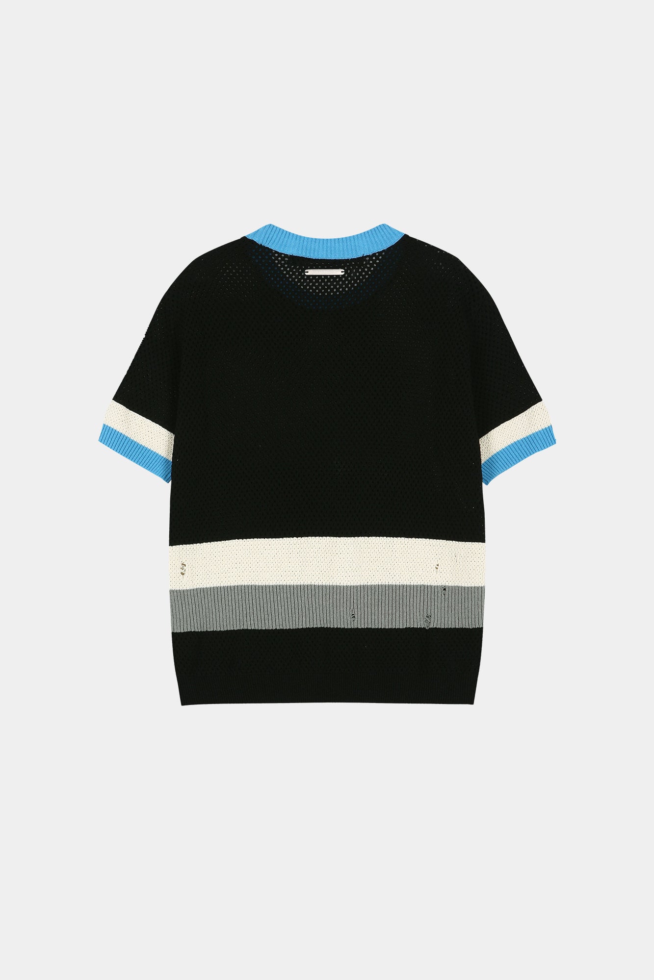 Andersson Bell - Color-Blocked Short Sleeve Crew-Neck Sweater (Black/Blue) product image 10 | TRAB K-Fashion Australia