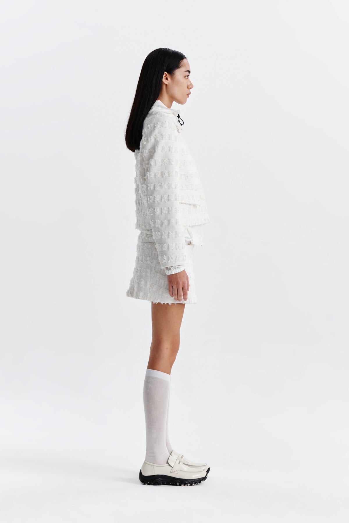 Matin Kim - Pleats Mixed Tweed Mini Skirt (Ivory) product image 6 | TRAB K-Fashion Australia