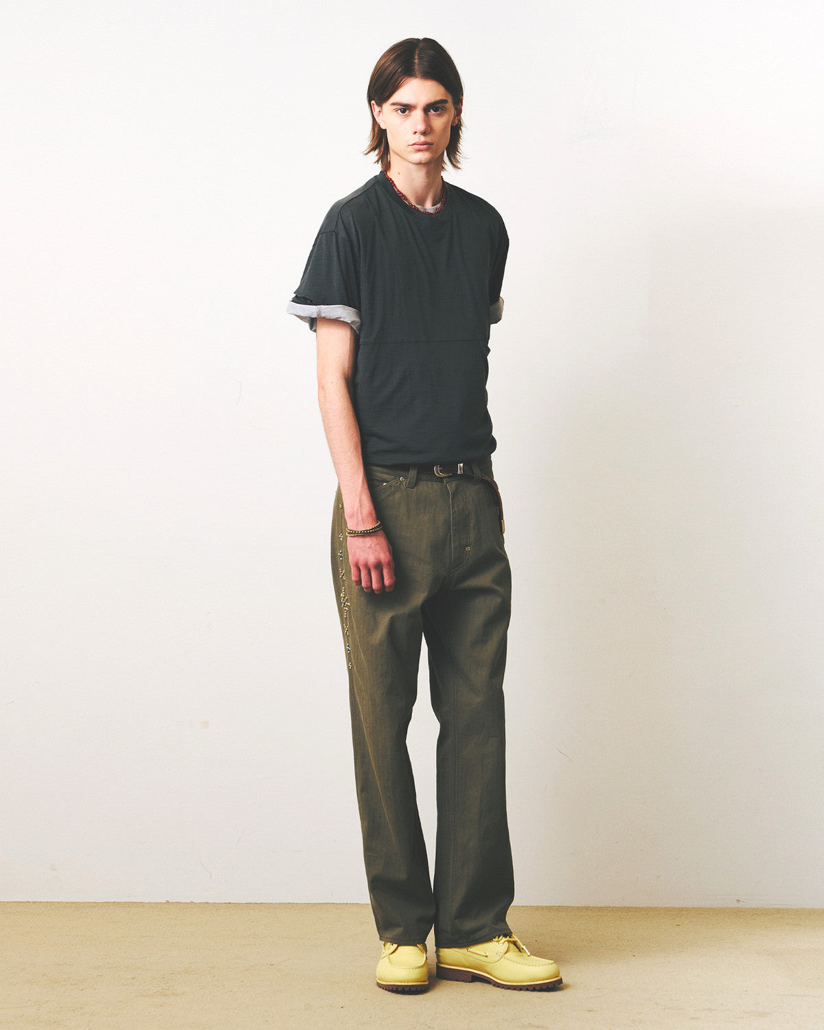 Eastlogue - Rockabilly Trucker Pants (Olive Herringbone) product image 1 | TRAB K-Fashion Australia