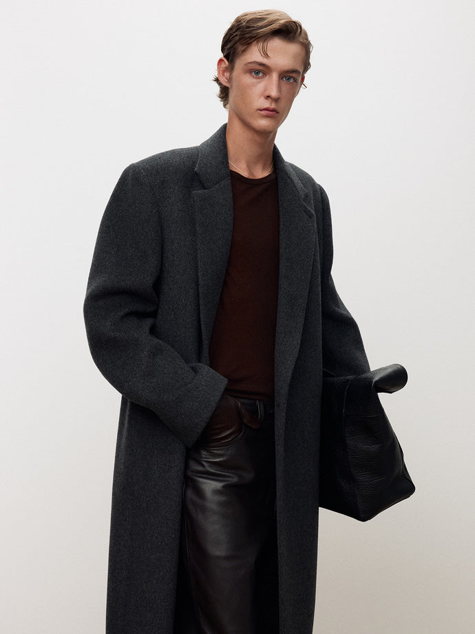 Tonywack - Wool And Cashmere Tailored Wrap Coat (Dark Grey) product image 10 | TRAB K-Fashion Australia