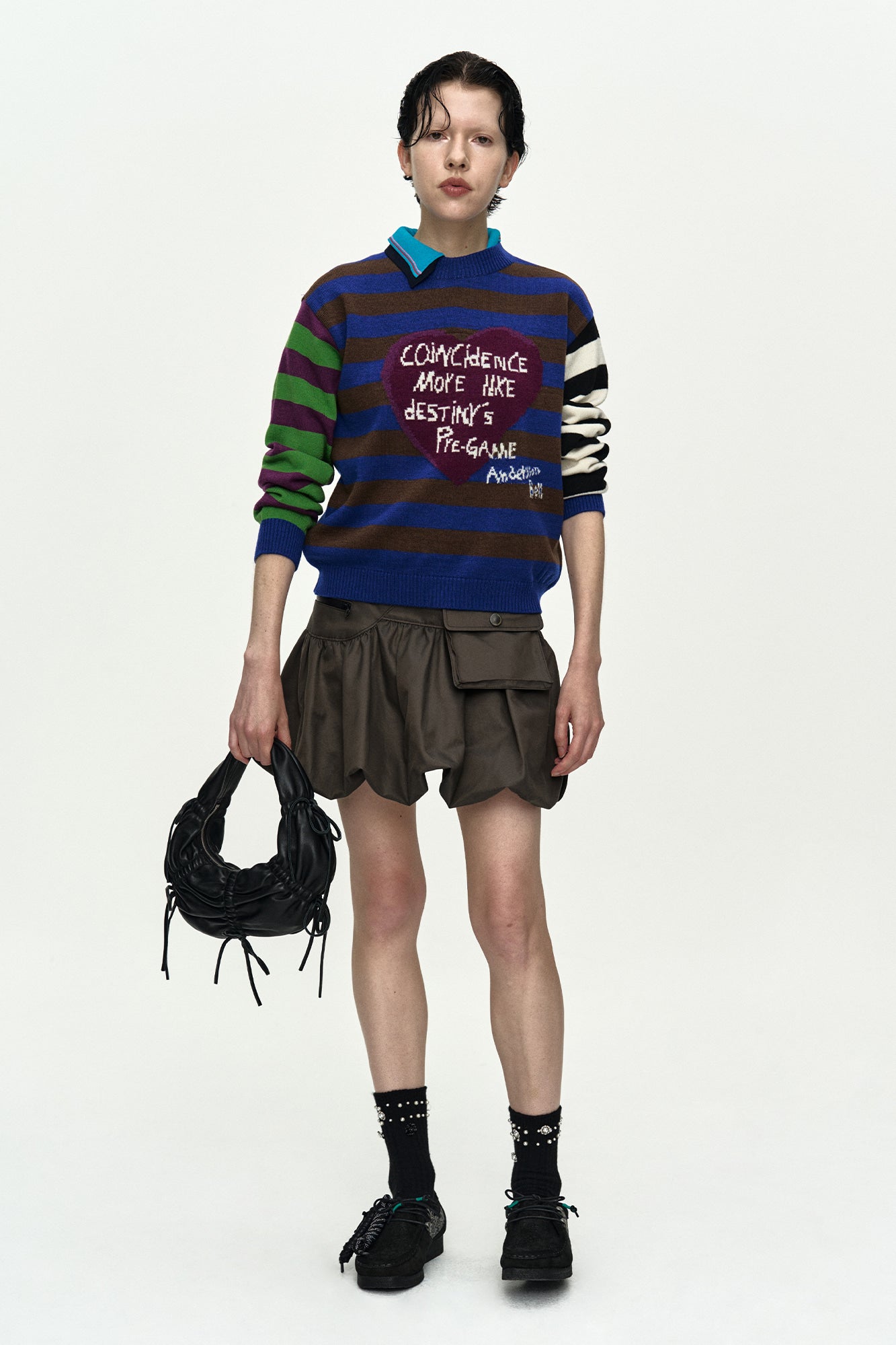 Andersson Bell - Girl's Heart Message Crew-Neck Sweater (Blue/Green) product image 2 | TRAB K-Fashion Australia