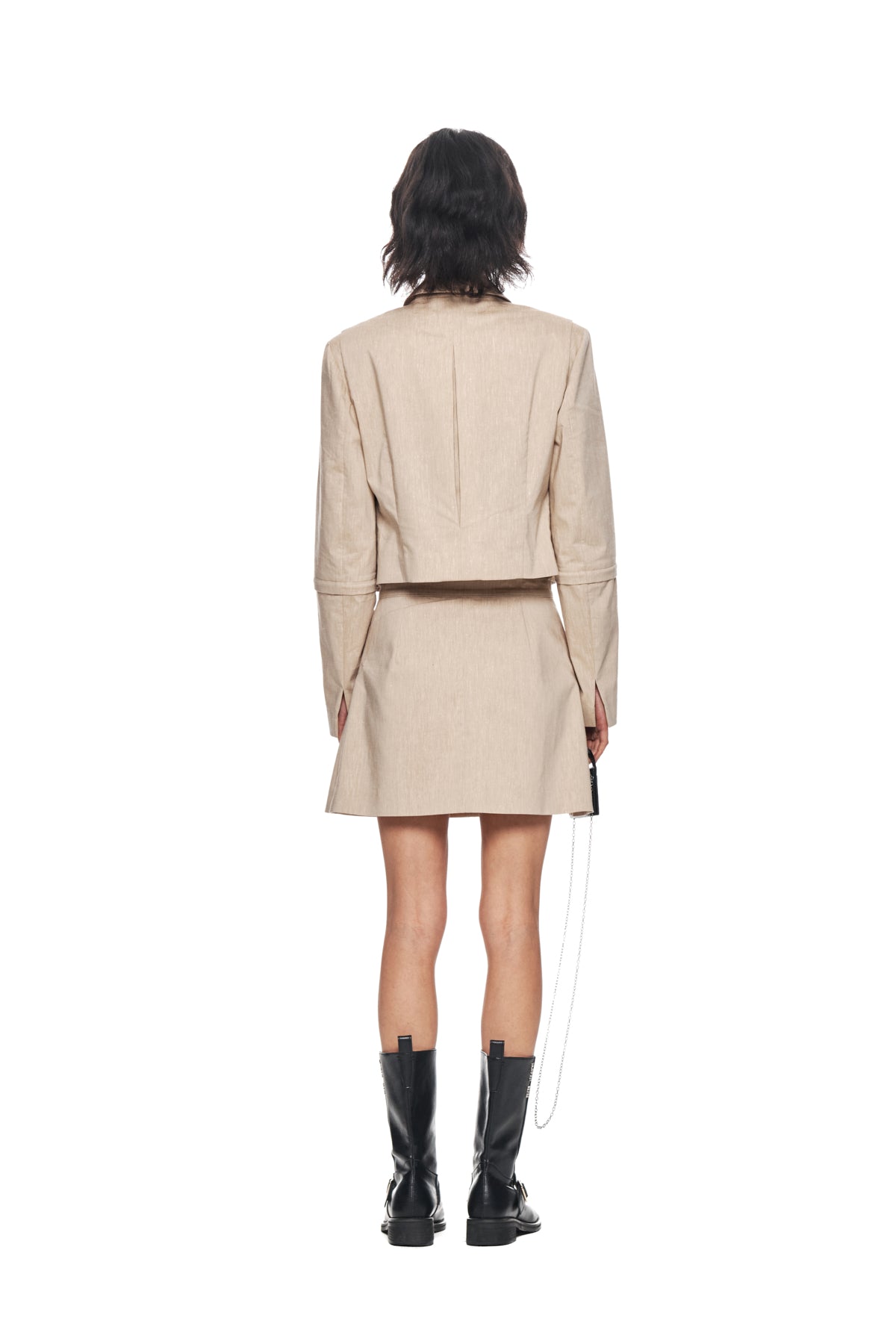 Matin Kim - Zipper Point Linen Crop Jacket (Beige) product image 7 | TRAB K-Fashion Australia