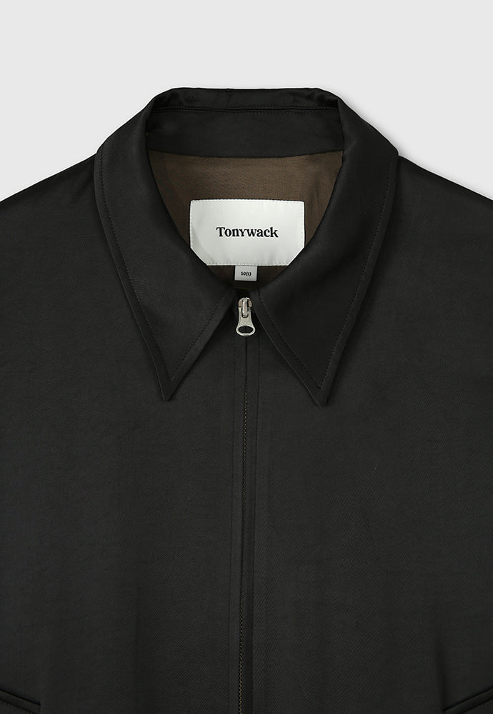 Tonywack - Super Fine Rayon Satin Zip Blouson (Black) product image 10 | TRAB K-Fashion Australia