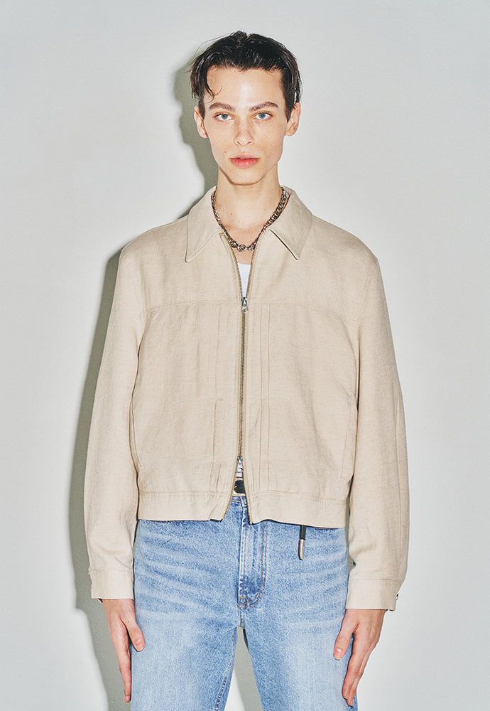 Tonywack - Milled Linen Rayon Type1 Zip Jacket (Natural Ecru) product image 6 | TRAB K-Fashion Australia