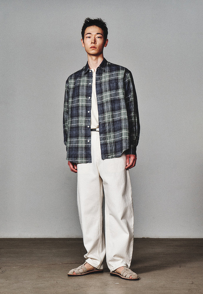 Art if acts - Linen French Check Shirt (Khaki/Blue) product image 2 | TRAB K-Fashion Australia