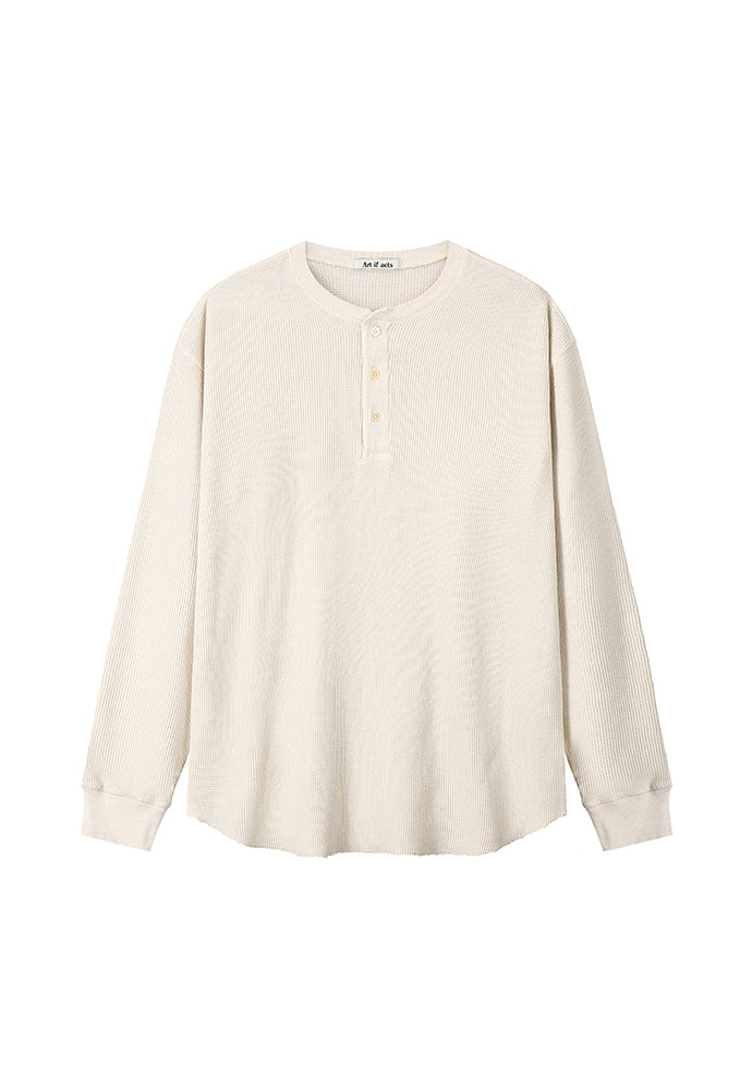 Art if acts - Garment Dyed Waffle Henley (Cream) product image 5 | TRAB K-Fashion Australia