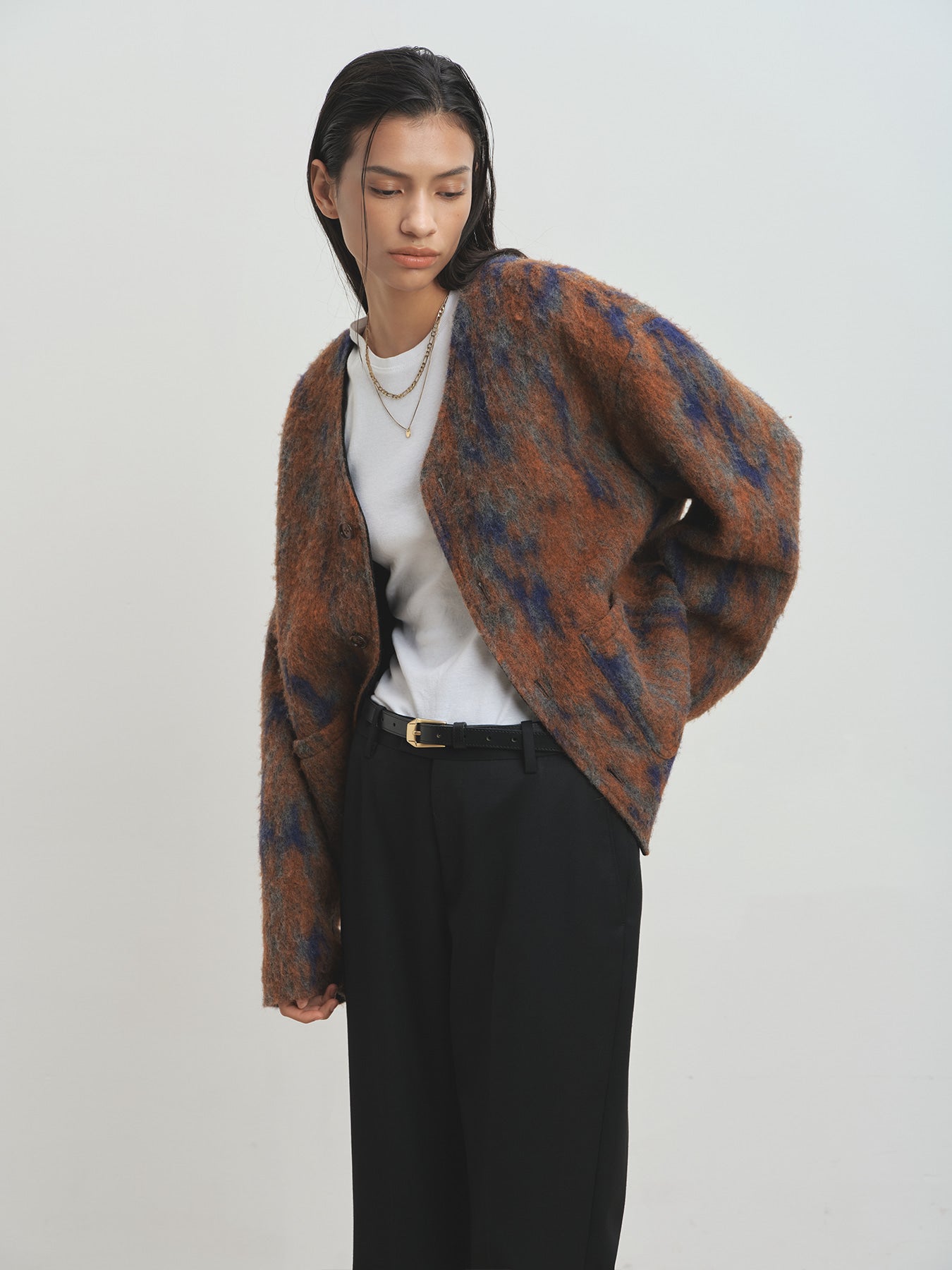 Tonywack - Mohair V-Neck Blouson Italian Fabric (Rust Orange) product image 6 | TRAB K-Fashion Australia