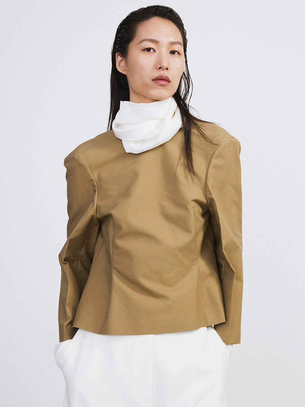 Recto - Open Back Peplum Top (Khaki Beige) product image 3 | TRAB K-Fashion Australia
