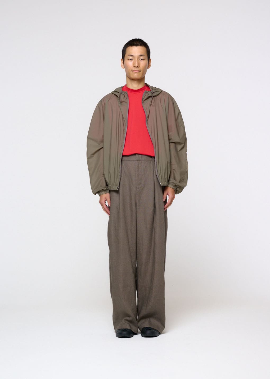 Amomento - Nylon Raglan Hooded Jumper (Khaki) product image 2 | TRAB K-Fashion Australia