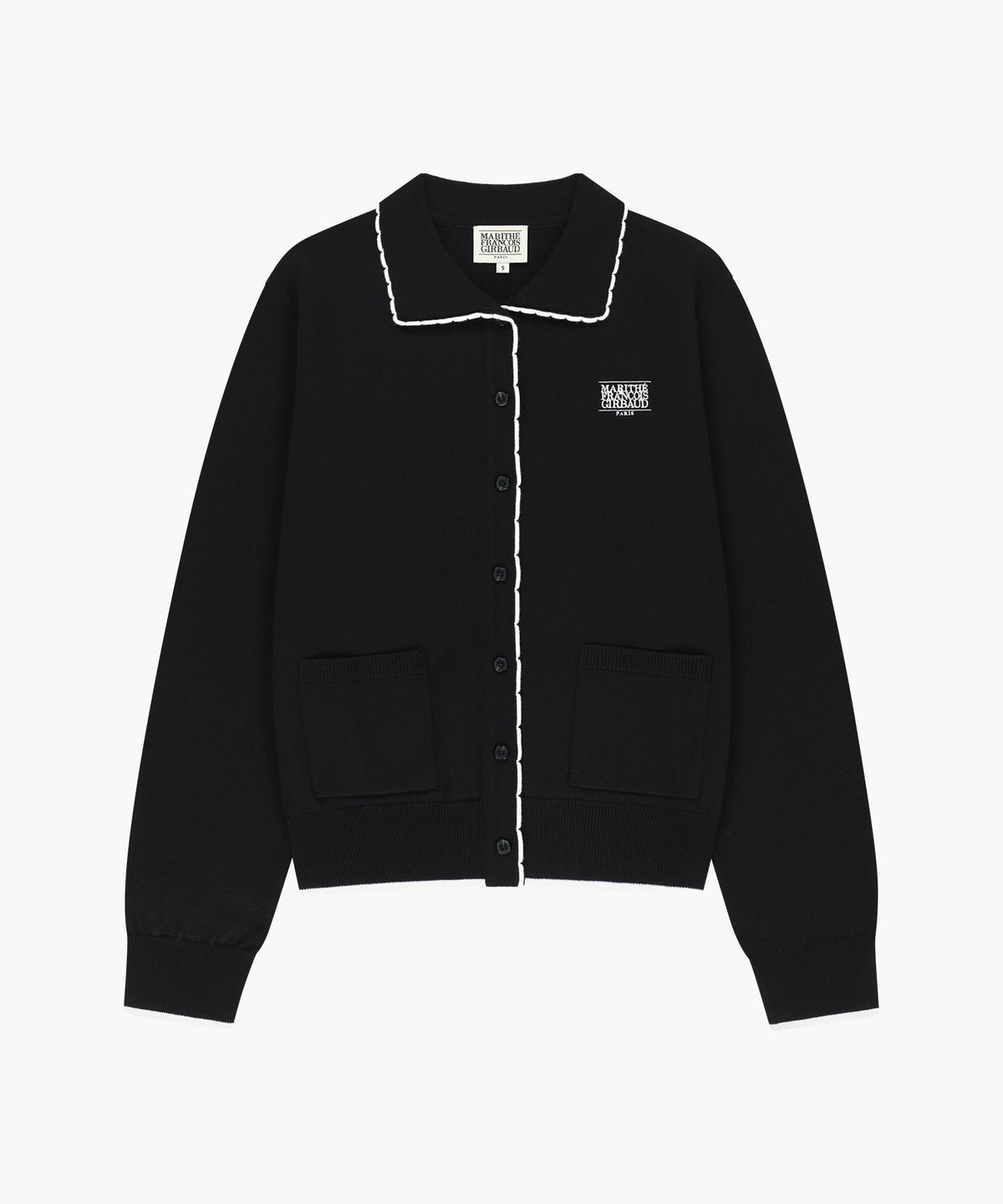 Marithe & Francois Girbaud - Small Classic Logo Collar Lace Trimming Cardigan (Black) product image 6 | TRAB K-Fashion Australia