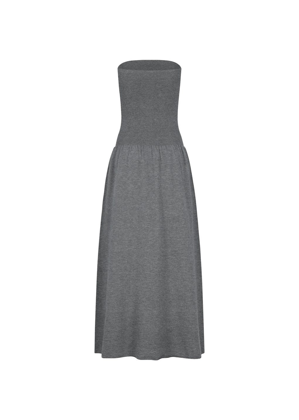 Amomento - Ribbed shirring knit maxi dress (Grey) product image 8 | TRAB K-Fashion Australia