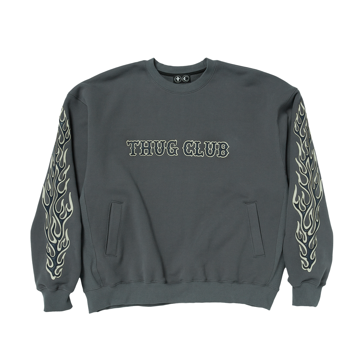 Thug Club - Leather Flame Sweatshirt (Grey) product image 1 | TRAB K-Fashion Australia