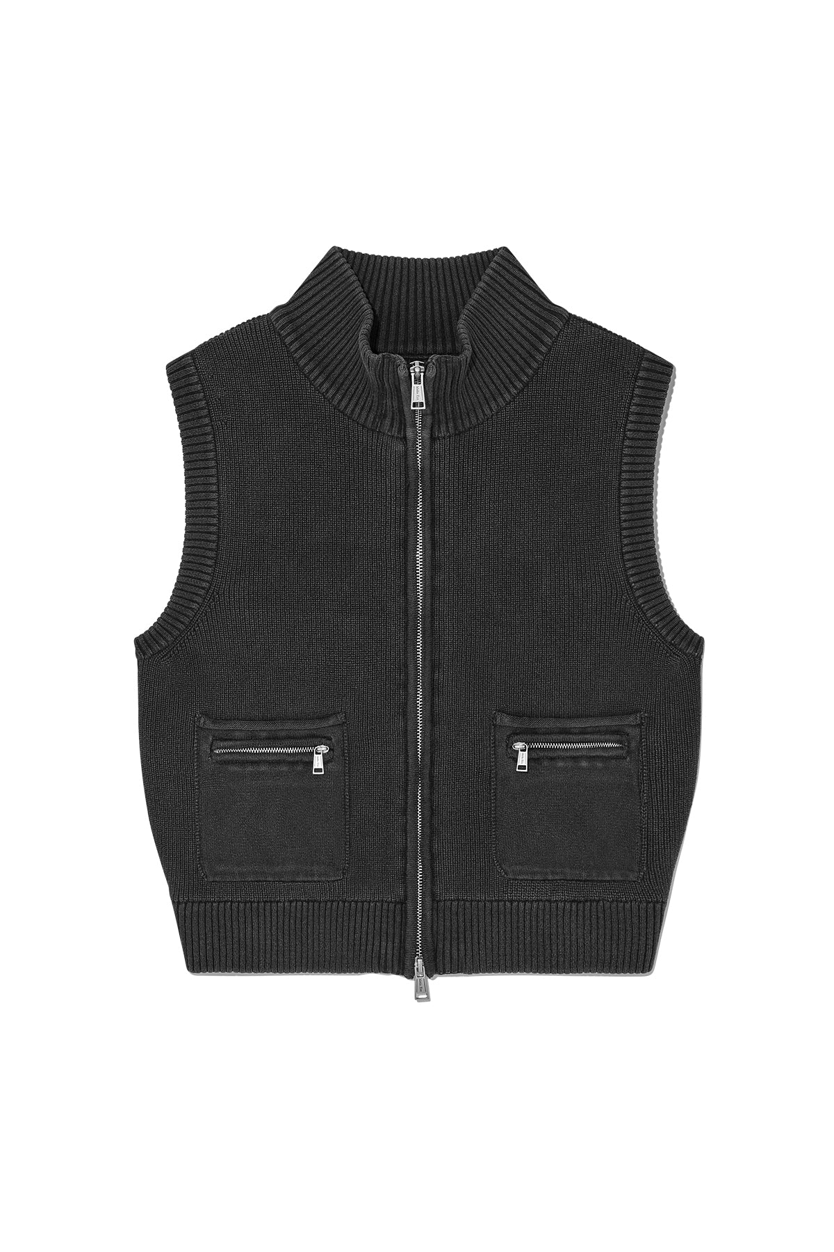 Matin Kim - Logo Point Washed Knit Vest (Charcoal) product image 1 | TRAB K-Fashion Australia
